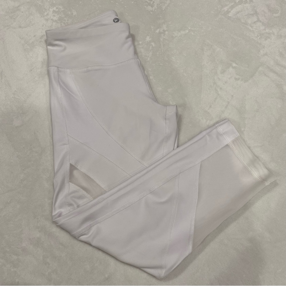 90 DEGREE by REFLEX Women’s 7/8 Mesh Leggings - white, size S